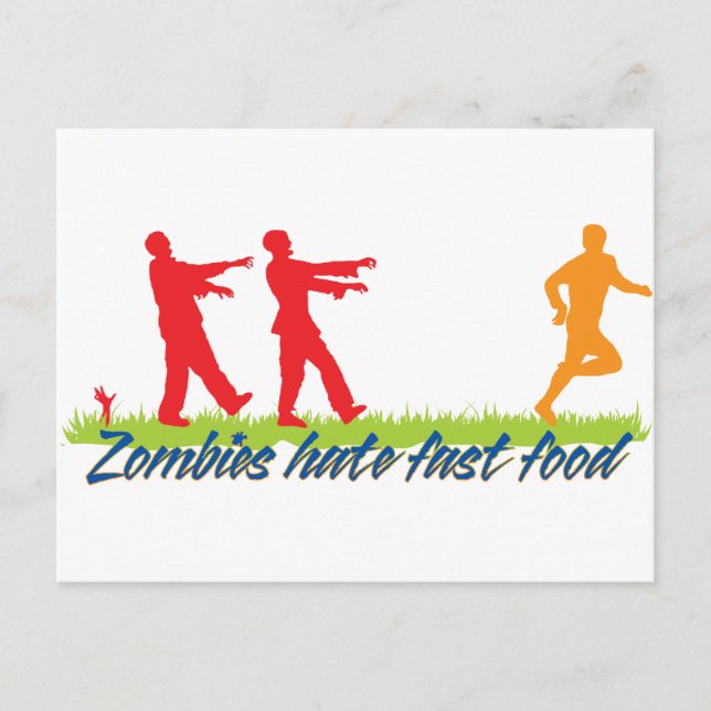 Zombies hassen Fast Food Postkarte (Vorderseite)
