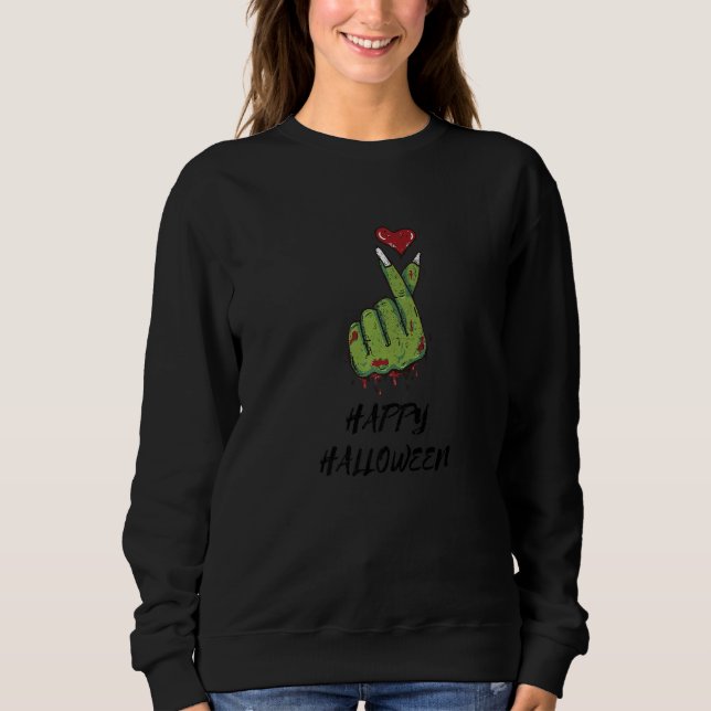 Zombies Heart Hand Sign Spookie Halloween Zombie M Sweatshirt (Vorderseite)