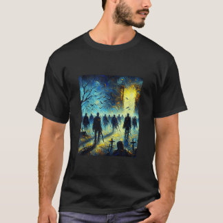 Zombies im Friedhof Van Gogh Starry Night Hal T-Shirt