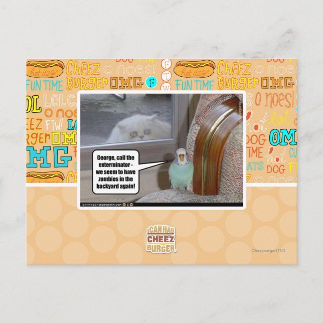 Zombies im Hinterhof Postkarte (Vorderseite)