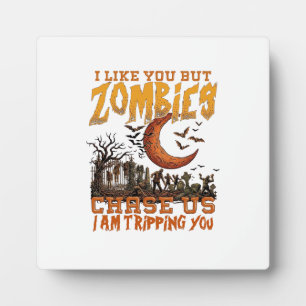 Zombies jagen uns Halloween-Friedhof-Halbmond Fotoplatte