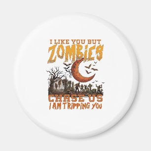 Zombies jagen uns Halloween-Friedhof-Halbmond Magnet