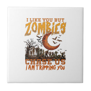 Zombies jagen uns Halloween-Friedhof zunehmender M Fliese