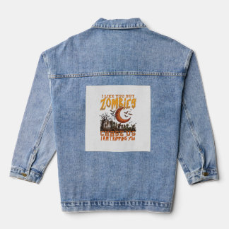 Zombies jagen uns Halloween-Friedhof zunehmender M Jeansjacke