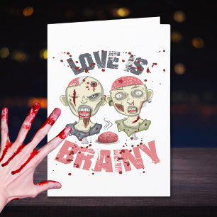 Zombies Liebe ist brainy - lustiges Halloween Karte
