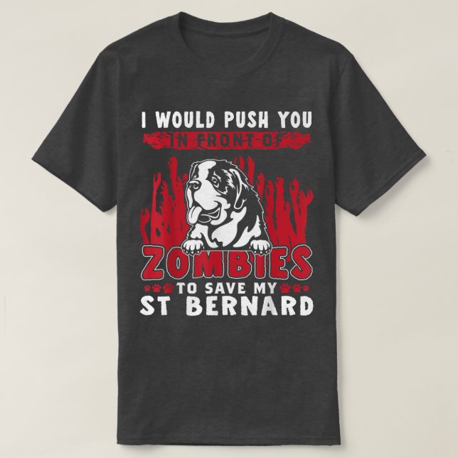 Zombies, meinen St. Bernard Funny Halloween Hund R T-Shirt (Design vorne)