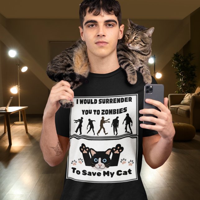 Zombies & My Cat Funny Comedy Mens Graphic T-Shirt (Von Creator hochgeladen)