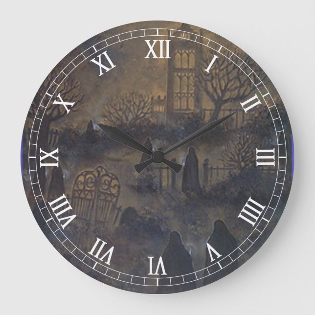 Zombies Rundrömische Numeraluhr Große Wanduhr (Vorderseite)