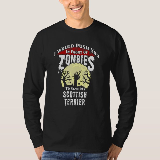 Zombies Scottish Terrier Spooky Halloween T-Shirt (Vorderseite)