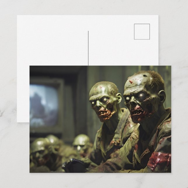 Zombies sehen russische Fernsehpropaganda Postkarte (Vorne/Hinten)