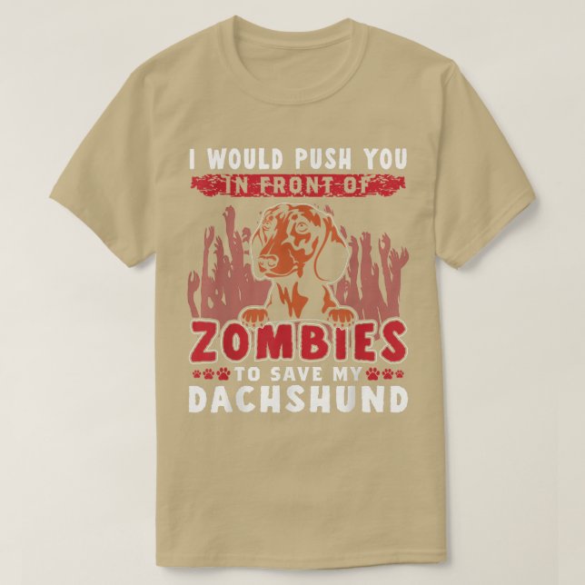 Zombies, um meiner Dackel lustigen Halloween Hund  T-Shirt (Design vorne)
