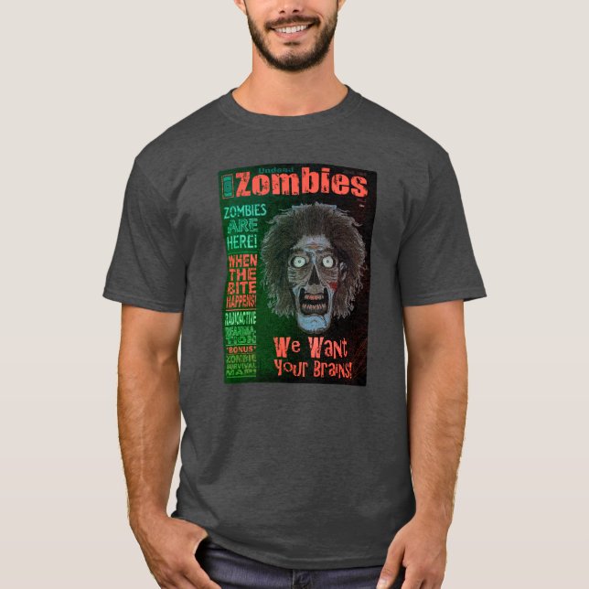 ZOMBIES Untot Wir Wollte Ihre Gehirne Orange Text T-Shirt (Vorderseite)