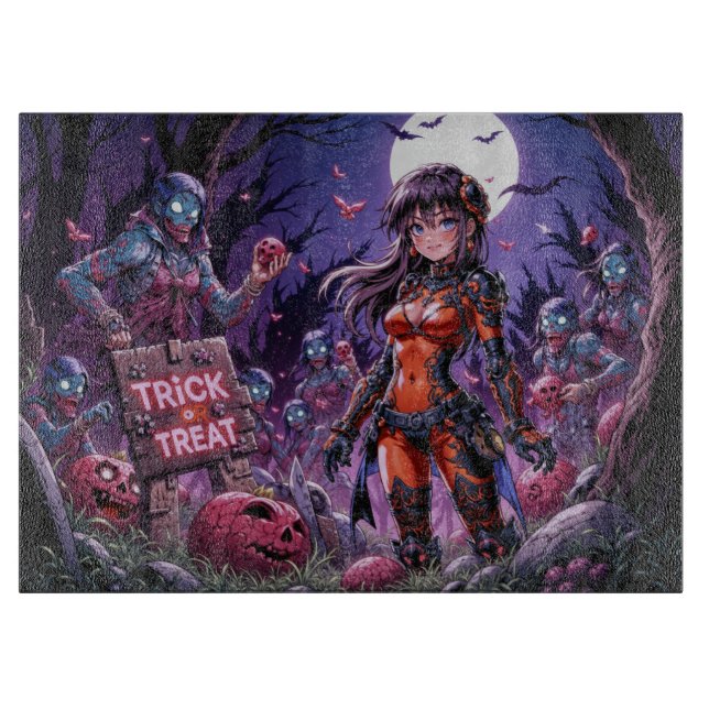 Zombies verschenken Gehirne Halloween Süßes oder S Schneidebrett (Vorderseite)