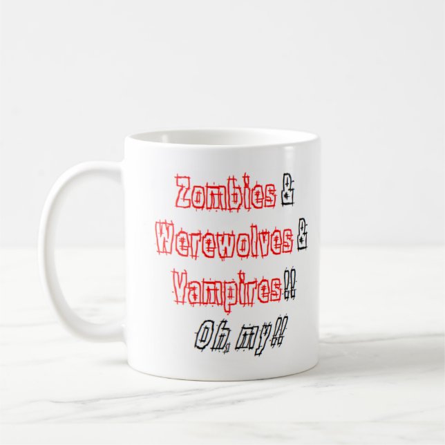 Zombies Werwölfe Vampire Kaffeetasse (Links)