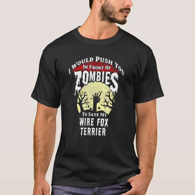 Zombies Wire Fox Terrier Spooky Halloween T-Shirt (Vorderseite)