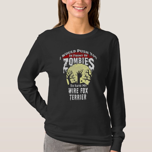 Zombies Wire Fox Terrier Spooky Halloween T-Shirt (Vorderseite)