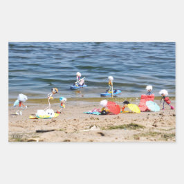 Zomer op het strand met de Fubby's  Rechteckiger Aufkleber