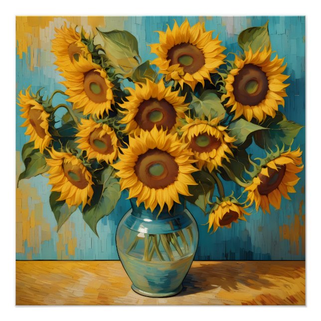Zomerse Zonnebloemen Poster (Vorderseite)