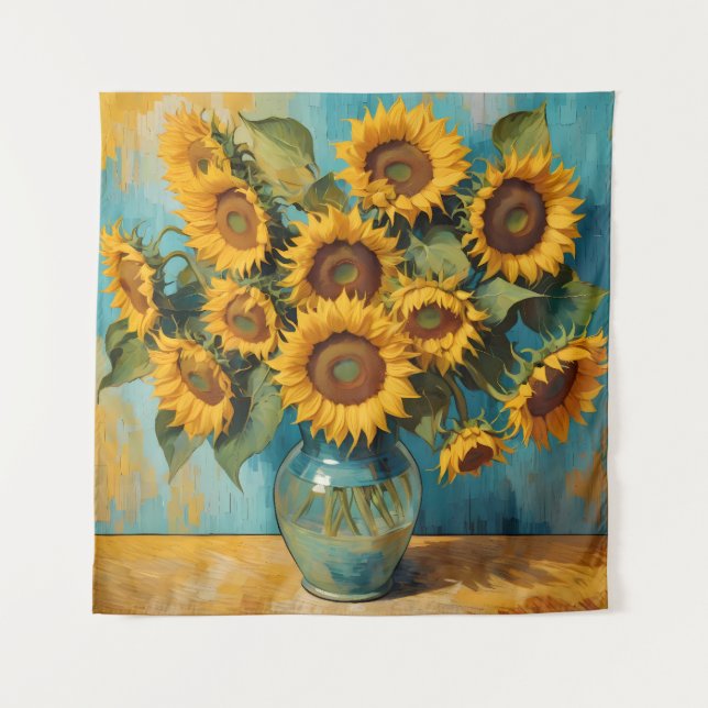 Zomerse Zonnebloemen Wandteppich (Vorderseite)