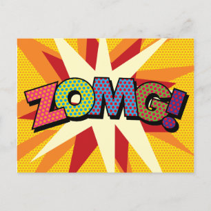 ZOMG Fun Retro Comic Pop Art Ankündigungspostkarte