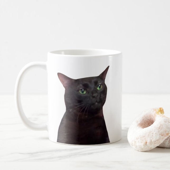 Zoned Out Cat Meme Tasse doppelseitig (Mit Donut)