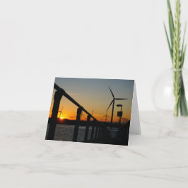 Zonsondergang met windmolen, Rustgevend relaxt. Dankeskarte