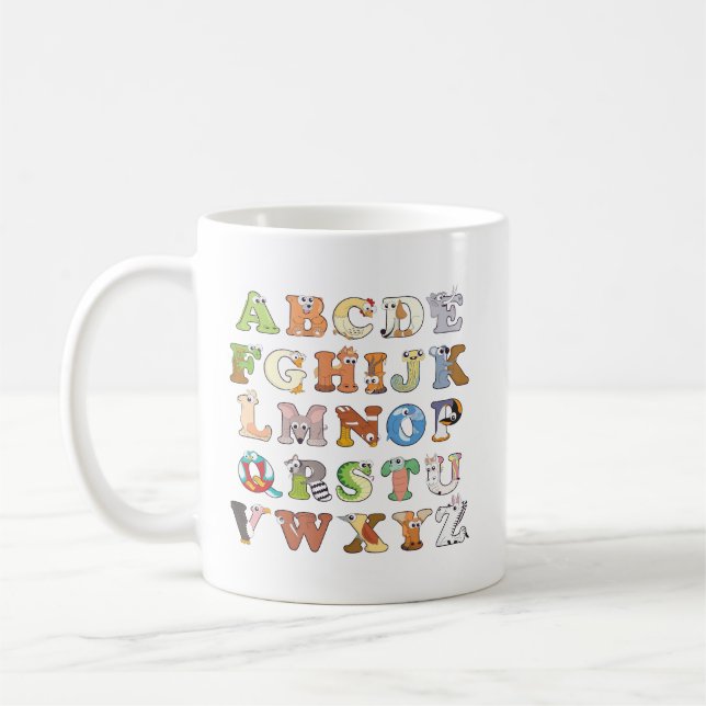 Zoo Animal Alphabet Letters ABCs Lernen Kaffeetasse (Links)