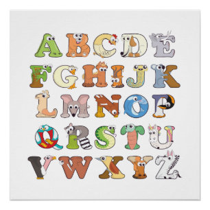 Zoo Animal Alphabet Letters ABCs Lernen Poster