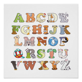 Zoo Animal Alphabet Letters ABCs Lernen Poster
