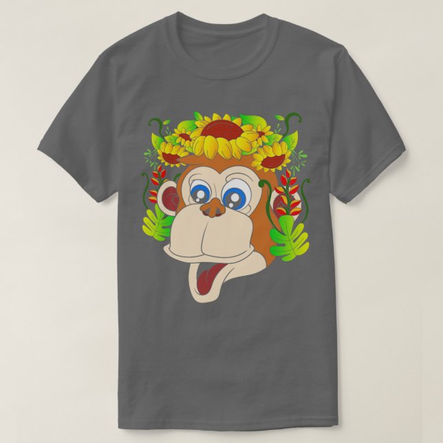 Zoo Animal Blume Monkey T-Shirt (Design vorne)