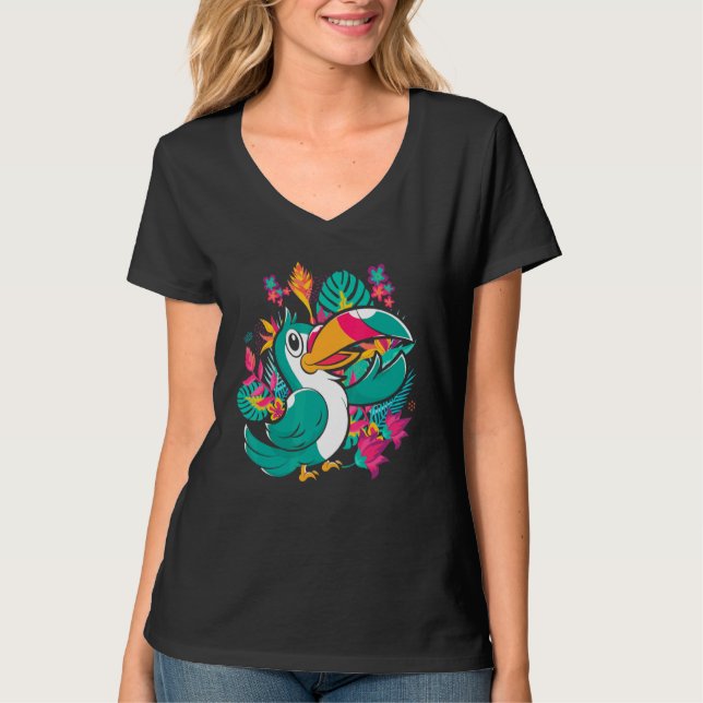 Zoo Animal Exotic Bird Tropical Blätter Wildlife t T-Shirt (Vorderseite)