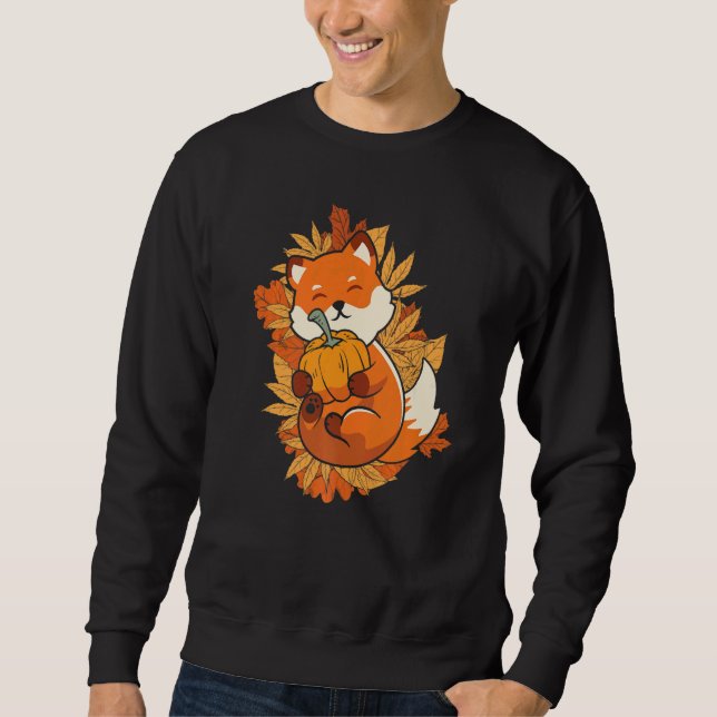 Zoo Animal Fox Autumn Falling Leaves Forest Animal Sweatshirt (Vorderseite)