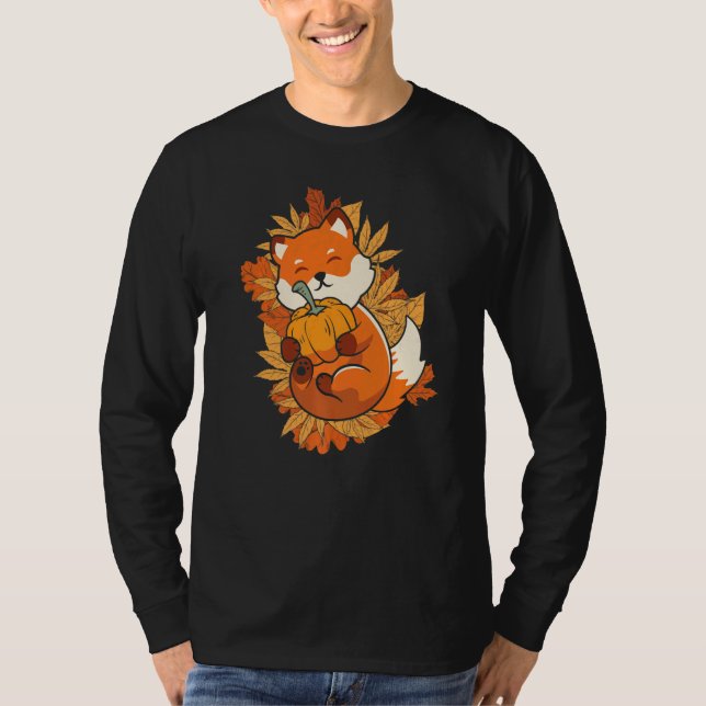 Zoo Animal Fox Autumn Falling Leaves Forest Animal T-Shirt (Vorderseite)