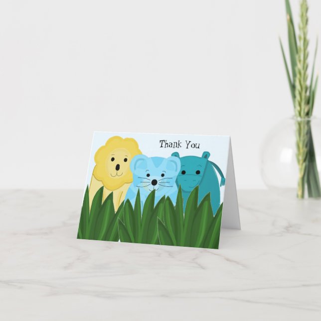 Zoo Animal Thank You Dankeskarte (Vorderseite)