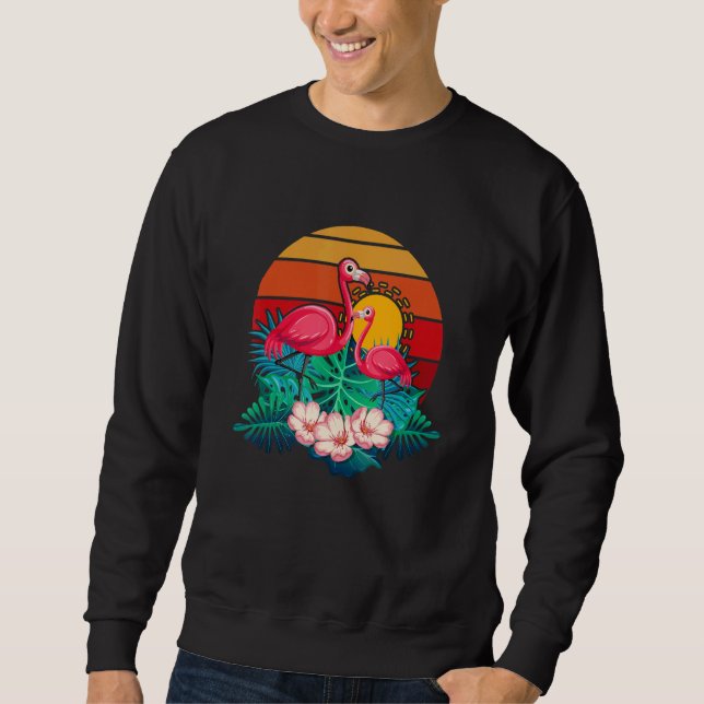 Zoo Animal Tropic Summer Sunrise Flamingo Vintage  Sweatshirt (Vorderseite)
