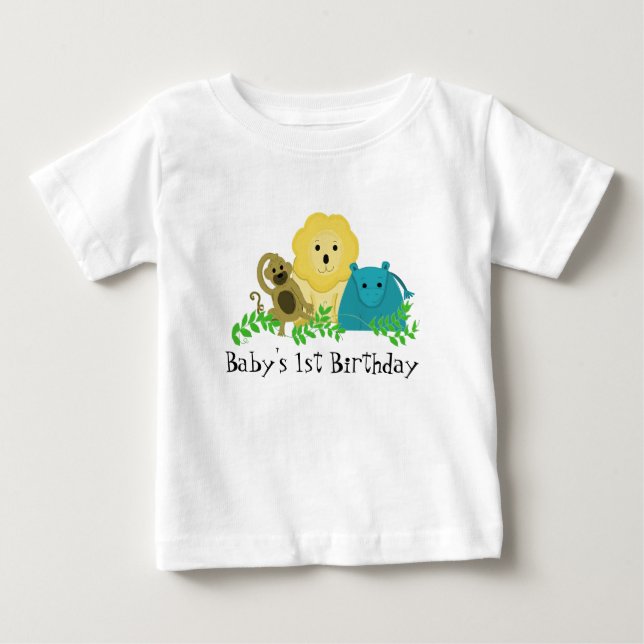 Zoo Animals Baby's 1. Geburtstag Baby T-shirt (Vorderseite)