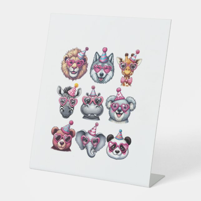 Zoo Animals Birthday Party Wildlife Lovers Boys Gi Sockelschild (Vorderseite)