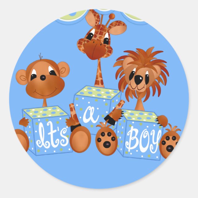 Zoo Animals Es ist eine Boy Cards Runder Aufkleber (Vorderseite)