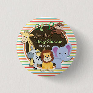 Zoo Animals Kinderdusche, Helle Regenbogenstreifen Button