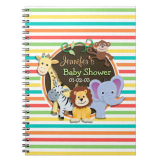 Zoo Animals Kinderdusche, Helle Regenbogenstreifen Notizblock