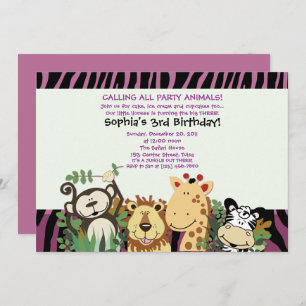 ZOO CREW 12x18 Trendy Zebra Stripe Jungle Party Einladung