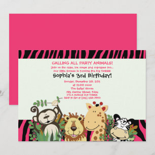 ZOO CREW 5x7 Trendige Zebrastreifen-Jungle-Party Einladung
