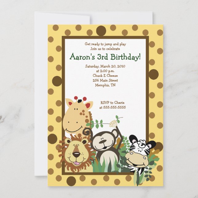 ZOO CREW Jungle Safari BIRTHDAY INVITE 12x18 Einladung (Vorderseite)