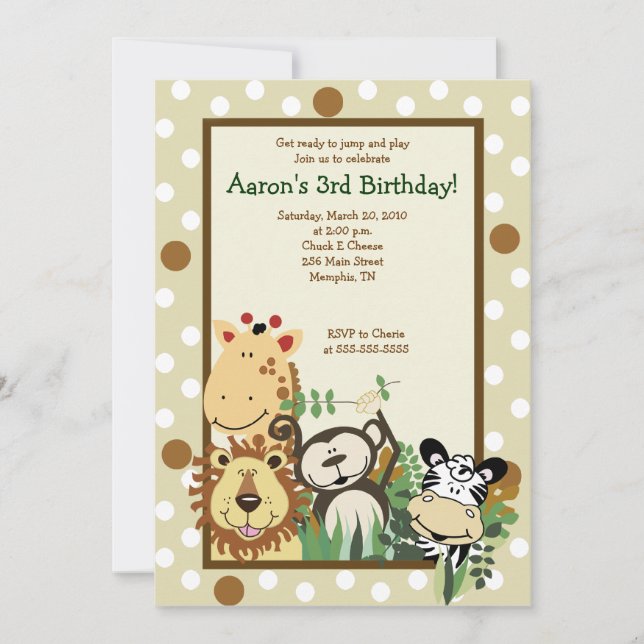 ZOO CREW Jungle Safari BIRTHDAY INVITE 12x18 Einladung (Vorderseite)