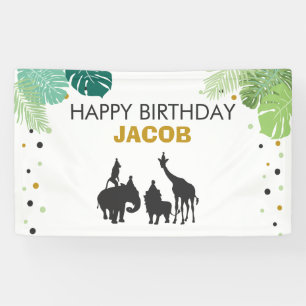 Zoo Geburtstagsbanner Safari Jungle Tiere Party Banner