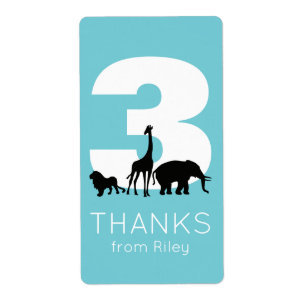Zoo Geburtstagsparty blau Danke Aufkleber