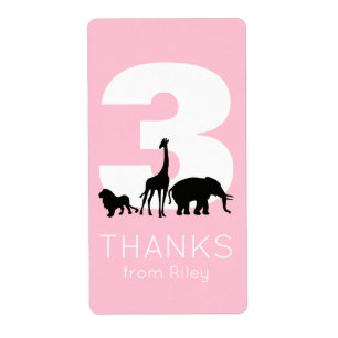 Zoo Geburtstagsparty rosa Danke Aufkleber