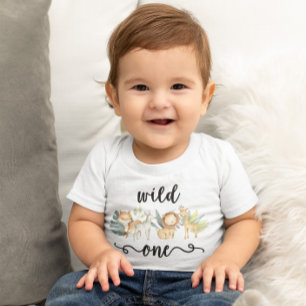 Zoo Jungle Safari Animal Wild One 1st Birthday Baby T-shirt