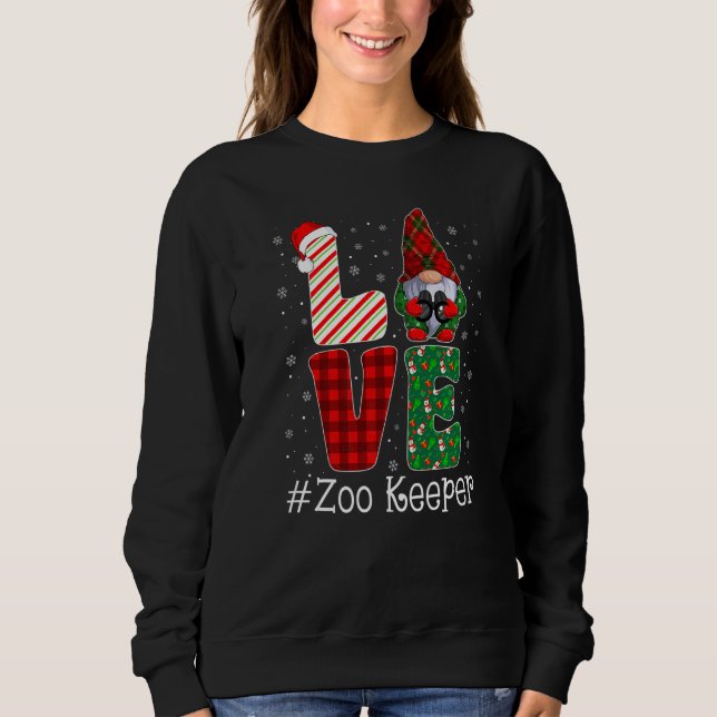 Zoo Keeper LOVE Gnome Funny Matching Pajama Christ Sweatshirt (Vorderseite)