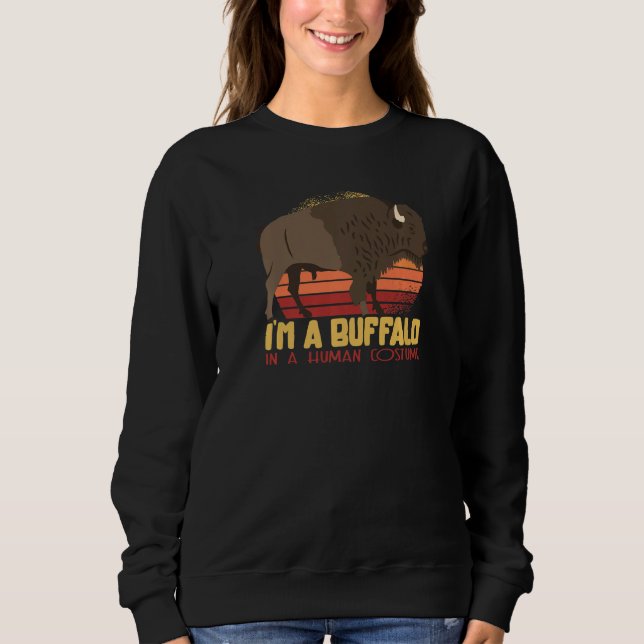 Zoo-Kostüm Tier Freunde Büffel Retro-Thema Sweatshirt (Vorderseite)